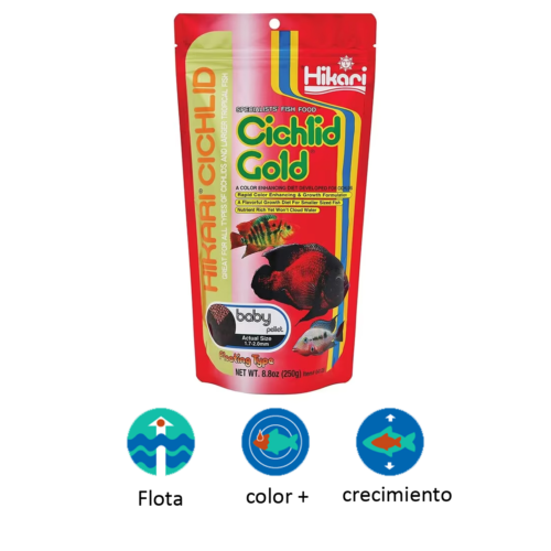 CICHLID GOLD® Baby es el alimento flotante de alta calidad más reconocido para cíclidos jóvenes