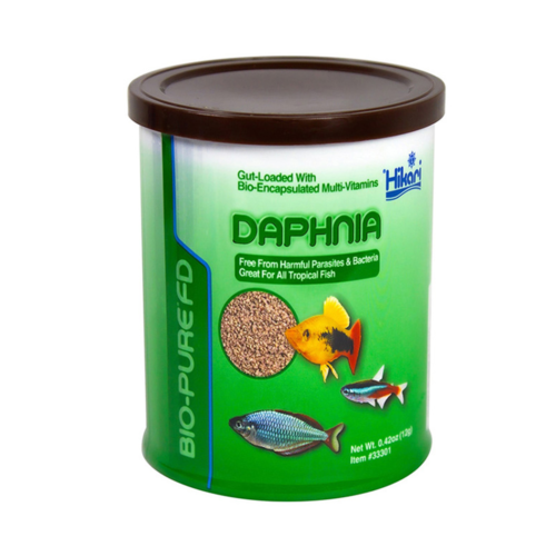 Hikari Bio-Pure® FD Daphnia 0.42 oz es un alimento natural premium para peces tropicales pequeños y medianos. Elaborado con daphnia 100 % liofilizada, mejora la digestión, estimula el apetito y ayuda a prevenir el estreñimiento. Seguro, limpio y sin parásitos. Disponible en Acuastock.com