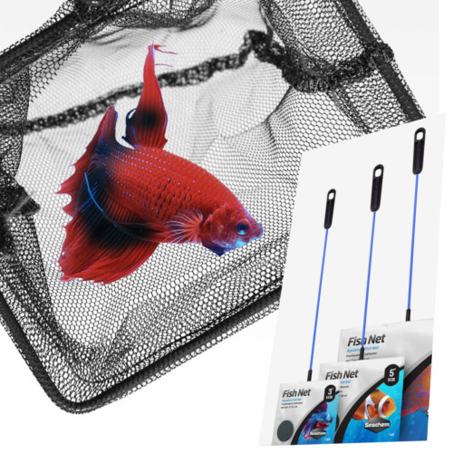Red para acuario Seachem Fish Net 13 cm utilizada para capturar peces de forma segura.