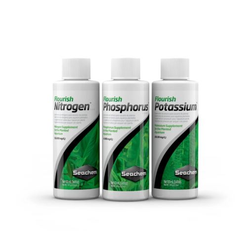 Seachem Plant Pack Enhancer NPK 3x kit de fertilizantes para acuarios plantados con nitrógeno fósforo y potasio.