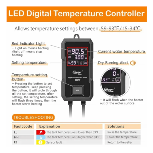 hygger hg043 300w aquarium heater