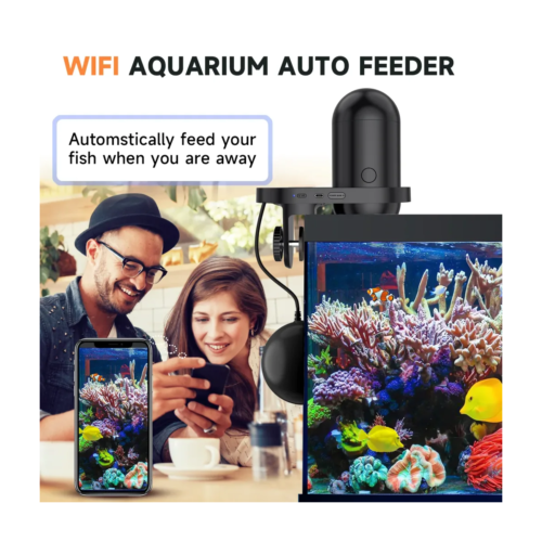 Hygger HG082-Black Alimentador Automático WiFi Inteligente con Cámara 2K HD para Acuarios y Estanques (230 ml)