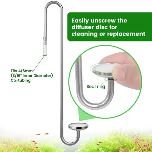 Hygger HC001-S Difusor CO2 Acero Inoxidable Small 25cm para Acuario Plantado