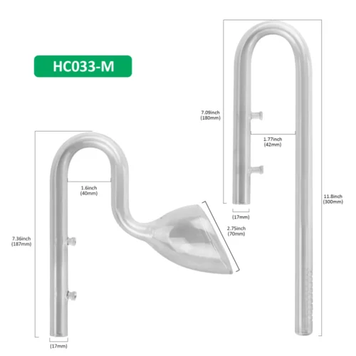 Hygger HC033-M Lily Pipe de Vidrio 17mm Kit Completo con Inflow Outflow y Cepillo para Acuario Plantado