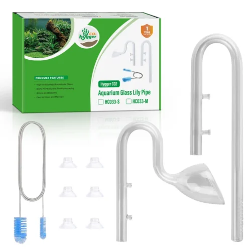 Hygger HC033-M Lily Pipe de Vidrio 17mm Kit Completo con Inflow Outflow y Cepillo para Acuario Plantado