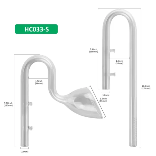 Hygger HC033-S Lily Pipe de Vidrio CO2 13mm Kit Completo con Inflow Outflow y Cepillo para Acuario Plantado