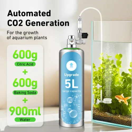 Hygger HC018-5L Sistema Generador CO2 Acero Inoxidable 304 5L Alta Precisión para Acuario Plantado