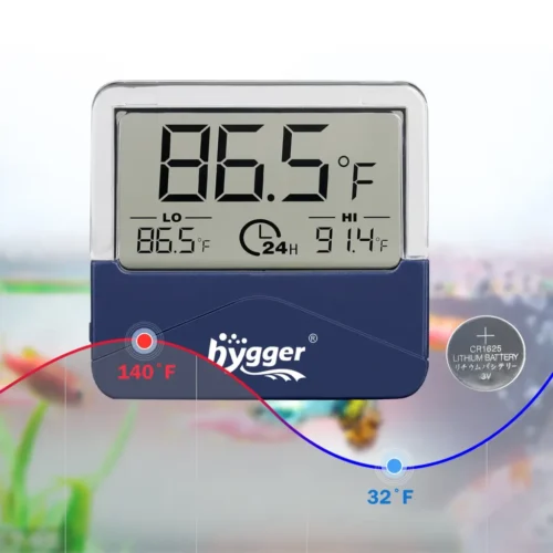 Hygger HG073-S Termómetro Digital LCD Adhesivo 0-60°C Alta Precisión para Acuario