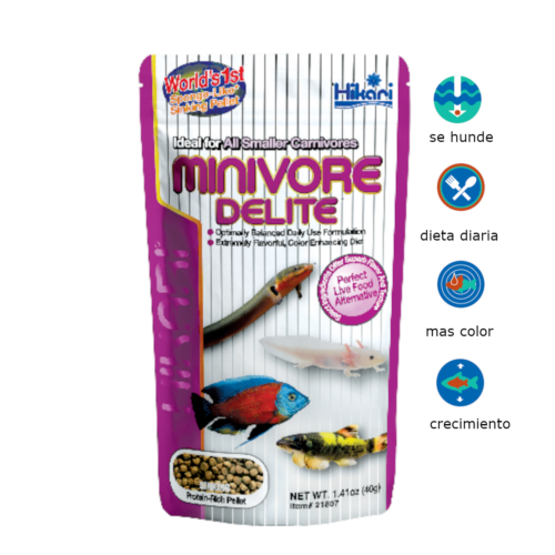 Hikari Minivore Delite alimento hundible para peces carnívoros pequeños